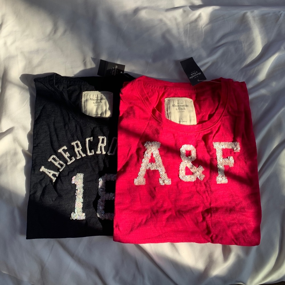 2 NWT A&F Sequin Tees